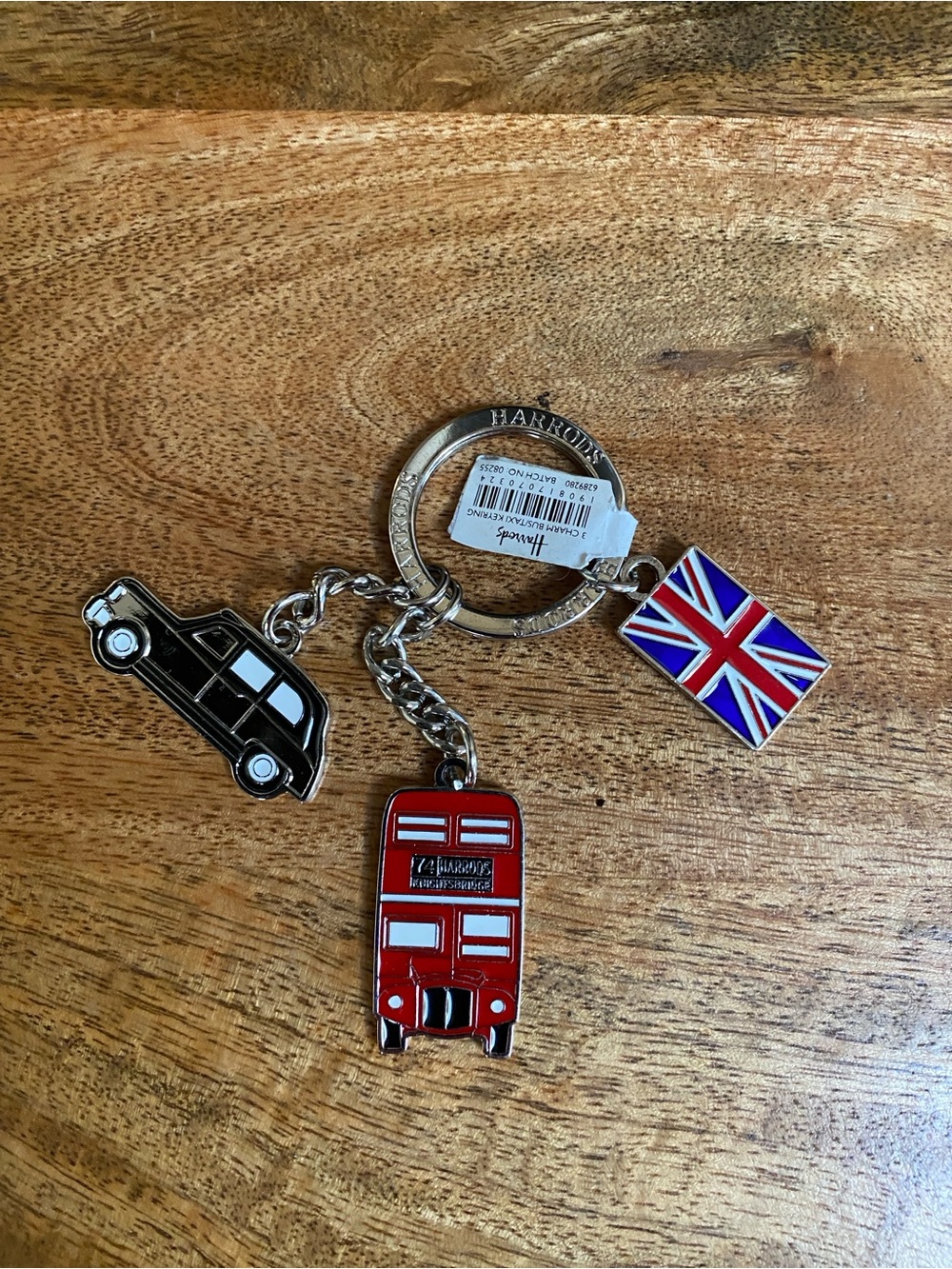 NWT Harrods London Silver Charm Double Decker Bus Union Jack Flag England Taxi K